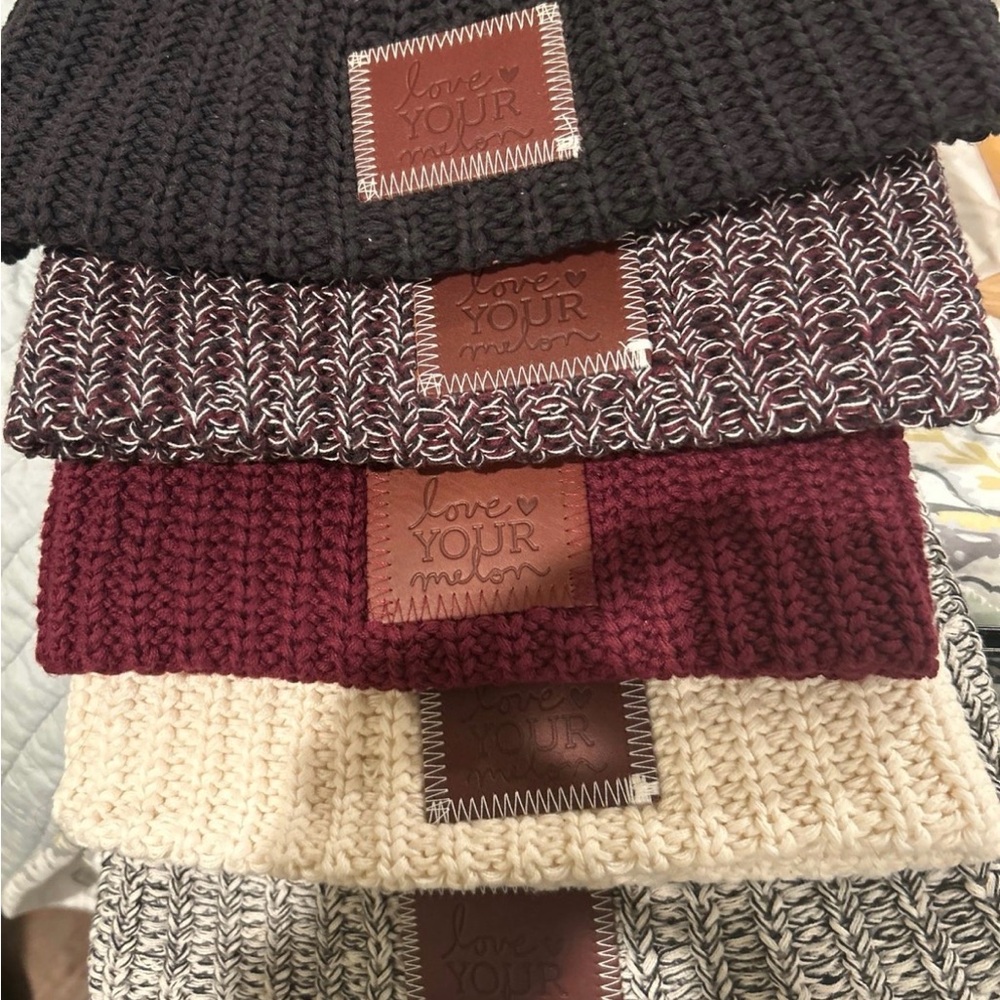 Love Your Melon Beanie Collection in Black, Maroon, and Cream